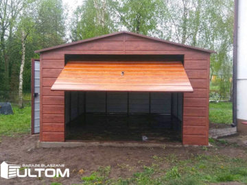 Garaż 4x5m | dwuspadowy | drewnopodobny – szeroki poziomy trapez