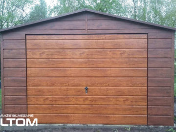 Garaż 4x5m | dwuspadowy | drewnopodobny – szeroki poziomy trapez