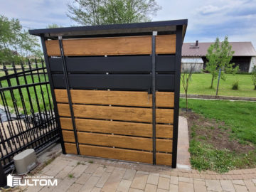 Wiata śmietnikowa 200×200 cm  | złoty dąb + RAL 9005 mat