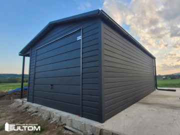 Garaż 4x5m z boczną wiatą 1,5x5m | dwuspadowy | RAL