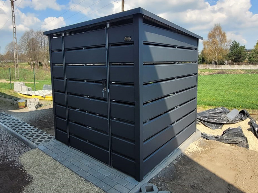 Wiata śmietnikowa 150x150 cm | RAL 7016 mat