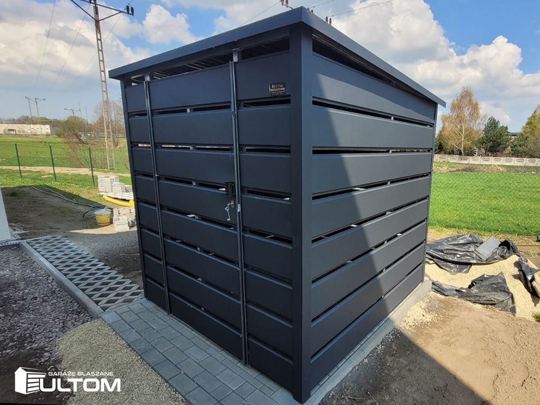 Wiata śmietnikowa 150x150 cm | RAL 7016 mat - obrazek 3