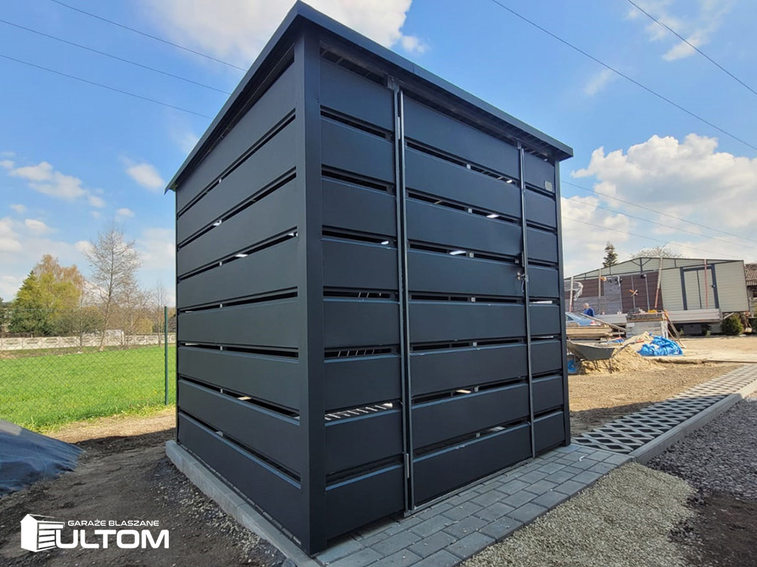 Wiata śmietnikowa 150x150 cm | RAL 7016 mat - obrazek 4